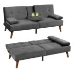 Convertible Sofa Bed with Cup Holder for Small Spaces
