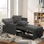 Versatile 4-in-1 Linen Sofa Bed in Black
