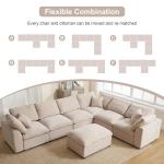 Beige Oversized U-Shaped Modular Sectional Sofa