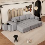 Stylish Gray L-Shaped Sectional Sofa Bed Set