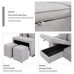 Stylish Gray L-Shaped Sectional Sofa Bed Set