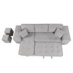 Stylish Gray L-Shaped Sectional Sofa Bed Set