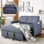 Navy Blue 3-in-1 Convertible Sofa Bed