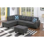 Gray Polyester Fabric Sectional Sofa with Ottoman