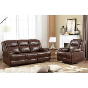Brown Leather Recliner Sofa and Chair Set