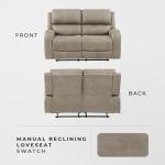 Brown Microfiber Manual Double Reclining Loveseat