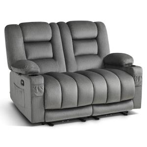 MCombo Gray Electric Reclining Loveseat with Massage