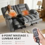 MCombo Gray Electric Reclining Loveseat with Massage