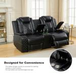 Power Leather Recliner Sofa Set with LED Lights