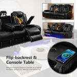 Power Leather Recliner Sofa Set with LED Lights