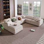 Beige Oversized Modular Sectional Sofa with Chaise