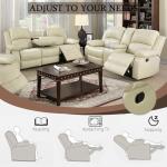 Beige Leather Recliner Sofa and Loveseat Set