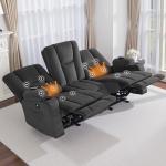 MCombo Gray Power Reclining Sofa with Heat & Massage