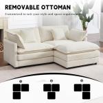 Modern L-Shaped Cloud Couch with Ottoman - Beige White