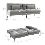 Convertible Futon Sofa Bed with Adjustable Backrest