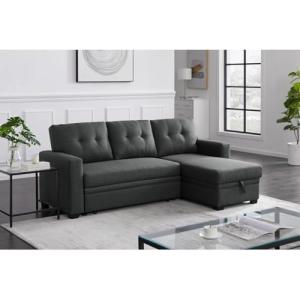 Chic Dark Gray Reversible Sleeper Sectional Sofa