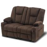 Mcombo Brown Fabric Power Loveseat with Massage