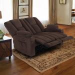 Mcombo Brown Fabric Power Loveseat with Massage