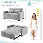 Convertible Velvet Sofa Bed with Pillows - Grey