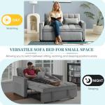 Convertible Velvet Sofa Bed with Pillows - Grey
