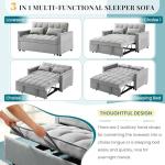 Convertible Velvet Sofa Bed with Pillows - Grey