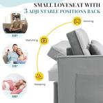 Convertible Velvet Sofa Bed with Pillows - Grey