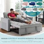 Convertible Velvet Sofa Bed with Pillows - Grey