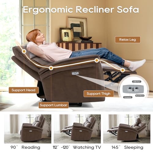 Modern Power Reclining Sofa with USB Ports