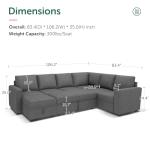 HONBAY U-Shaped Modular Sleeper Sofa with Storage