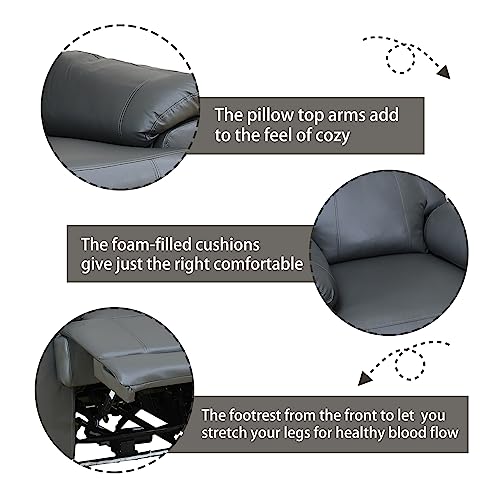 LED Power Recliner Sofa Set, Dark Grey