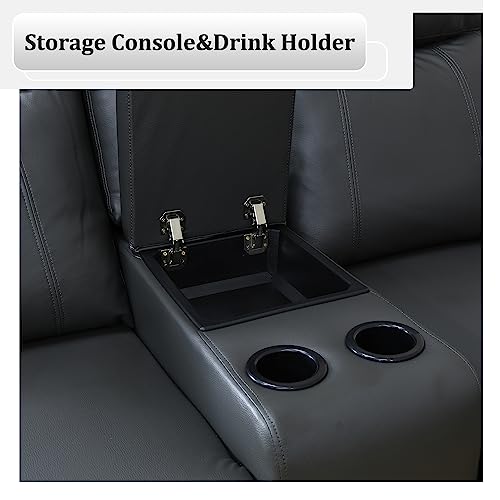 LED Power Recliner Sofa Set, Dark Grey