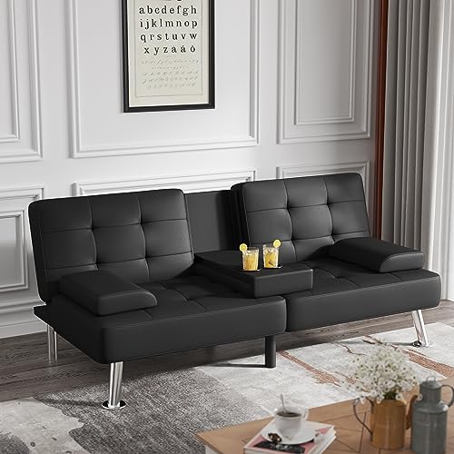 Modern Faux Leather Convertible Sofa Bed