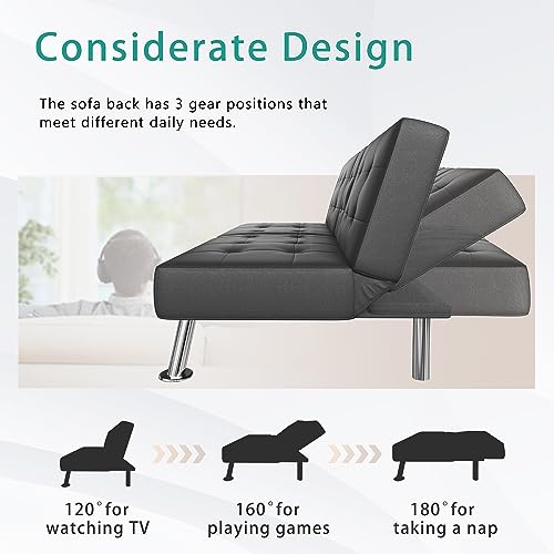 Modern Faux Leather Convertible Sofa Bed