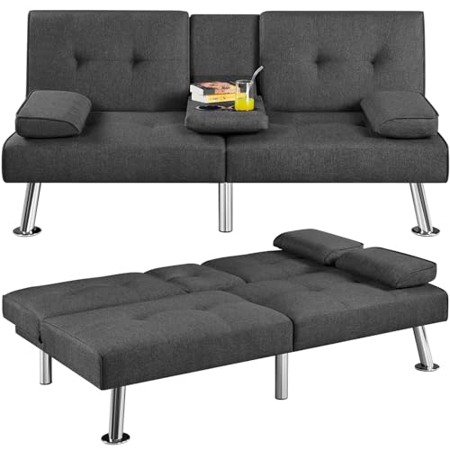 Modern Convertible Sofa Bed with Cup Holders