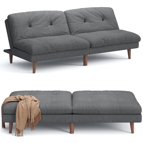 Gray Convertible Futon Sofa Bed for Small Spaces