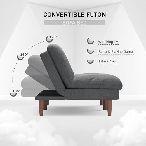 Gray Convertible Futon Sofa Bed for Small Spaces
