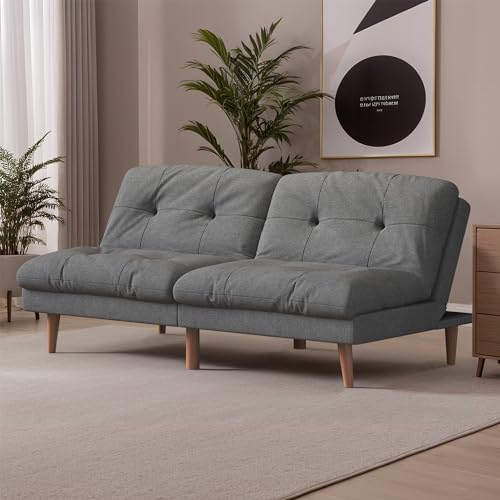 Gray Convertible Futon Sofa Bed for Small Spaces