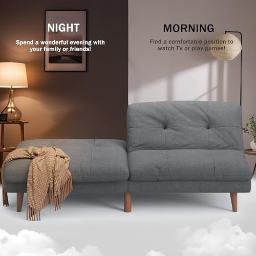 Gray Convertible Futon Sofa Bed for Small Spaces