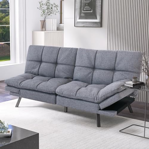 Gray Futon Sofa Bed for Small Spaces