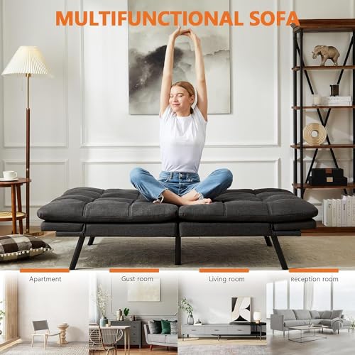 Grey Sweetcrispy Futon Sofa Bed Loveseat