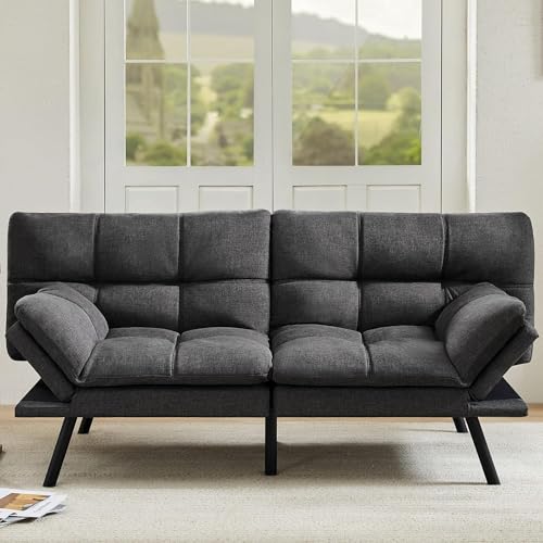 Grey Sweetcrispy Futon Sofa Bed Loveseat