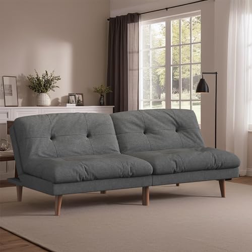 Gray Convertible Futon Sofa Bed for Small Spaces