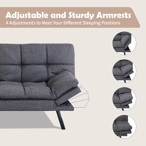 Gray Futon Sofa Bed for Small Spaces