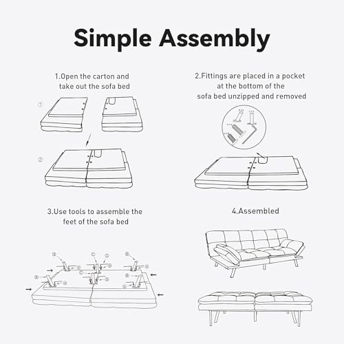 Gray Futon Sofa Bed for Small Spaces