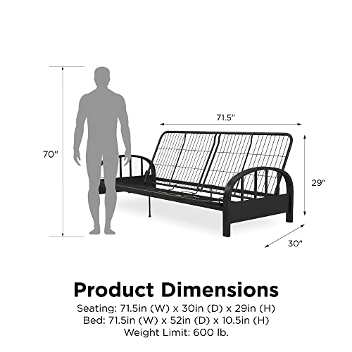 Black DHP Aiden Metal Futon Frame, Large