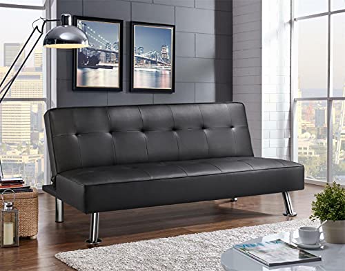 YAHEETECH Adjustable Faux Leather Sofa Bed
