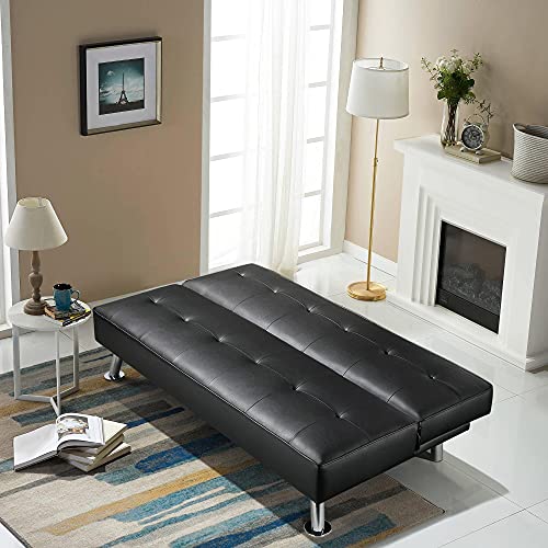 YAHEETECH Adjustable Faux Leather Sofa Bed