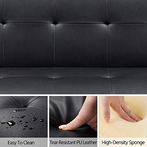 YAHEETECH Adjustable Faux Leather Sofa Bed