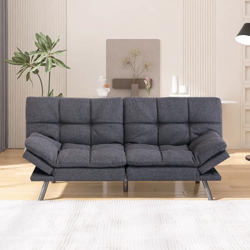 Convertible Memory Foam Futon Sofa Bed - Grey