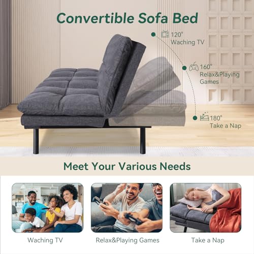 Convertible Memory Foam Futon Sofa Bed - Grey